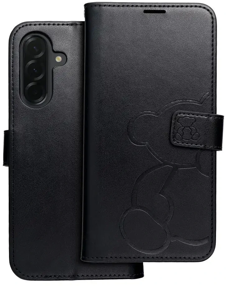 Oem MEZZO Book dėklas skirtas Samsung Galaxy A36 5G teddy bear juodos spalvos