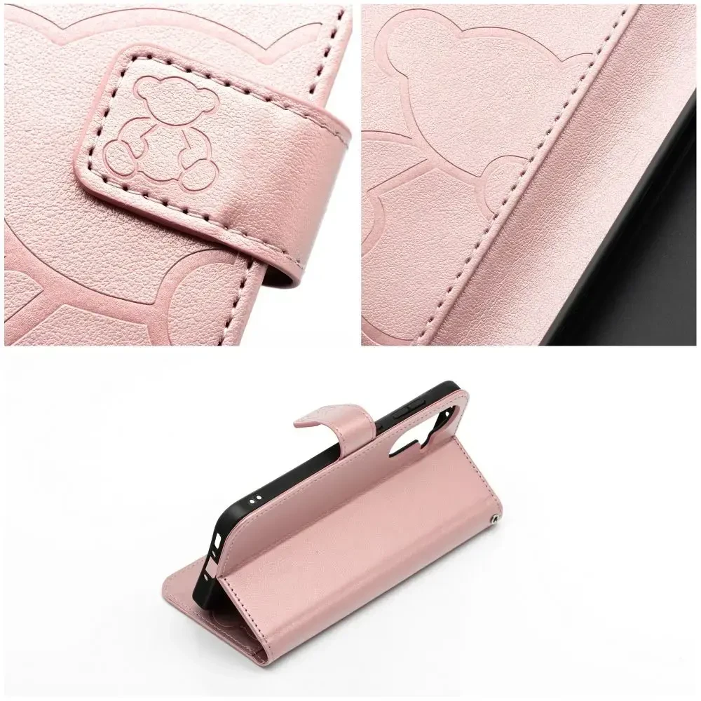 Oem MEZZO Book dėklas skirtas Samsung Galaxy A56 5G teddy bear rose auksinis
