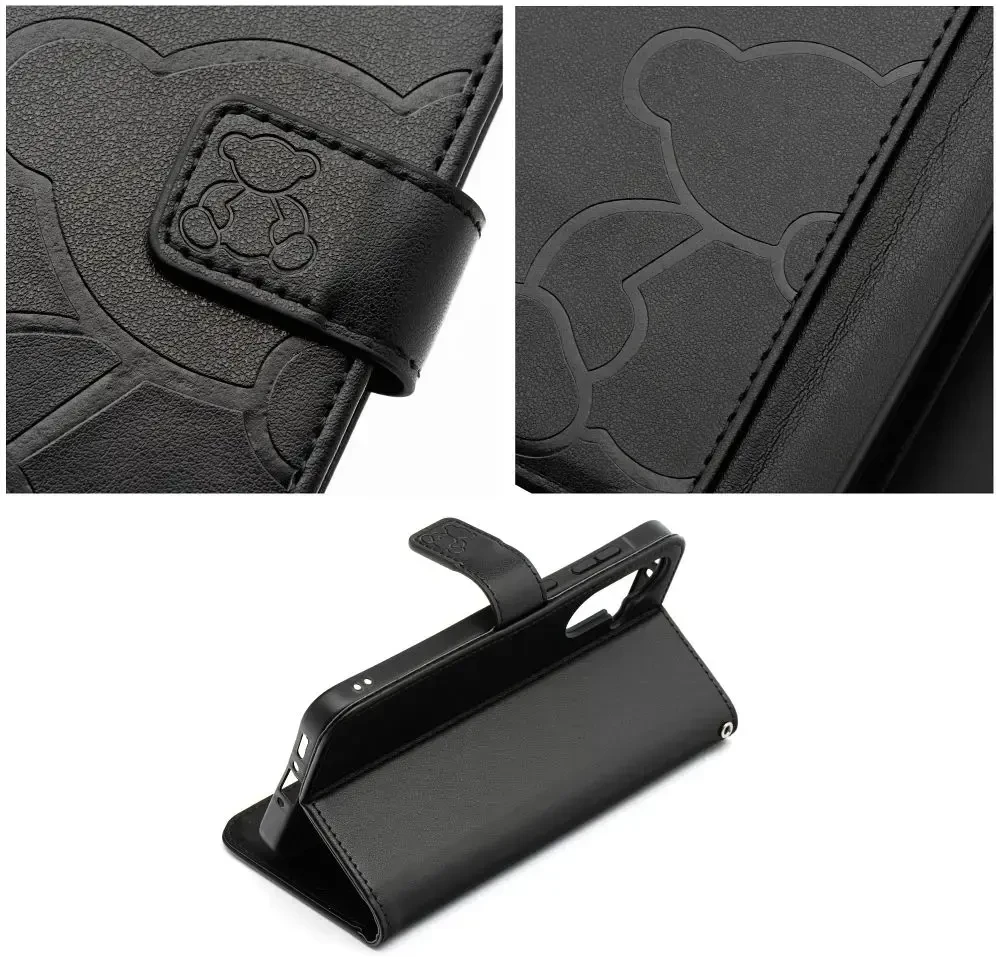 Oem MEZZO Book dėklas skirtas Samsung Galaxy A56 5G teddy bear juodos spalvos