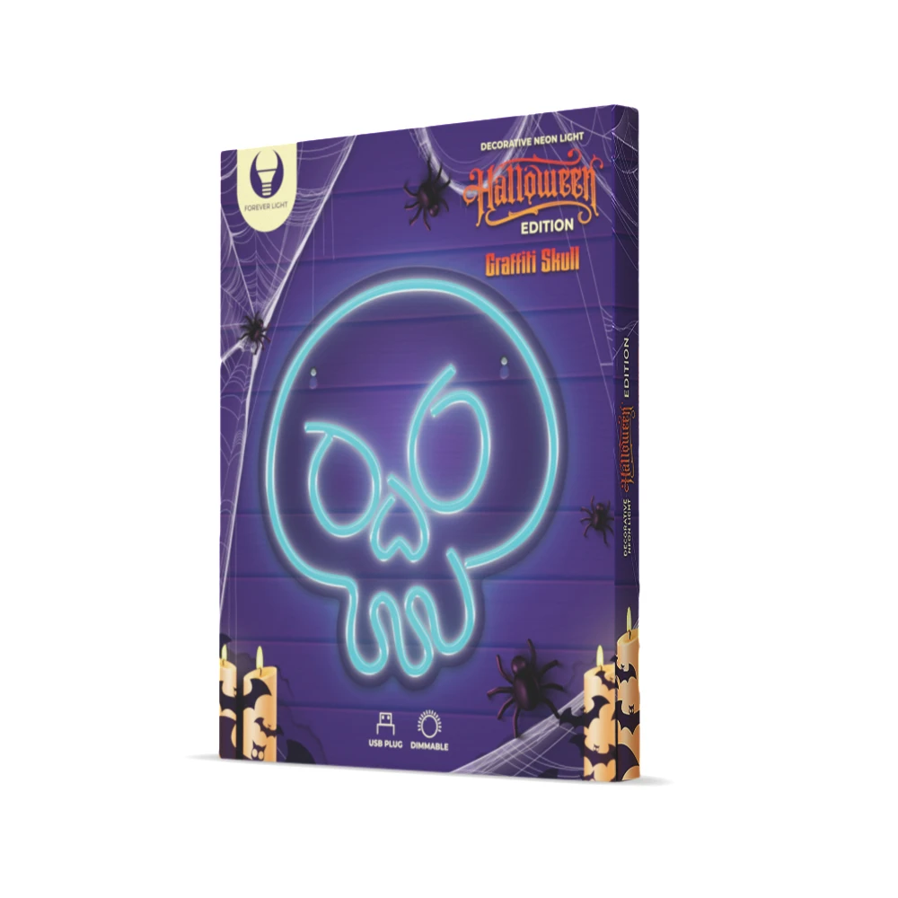 TelForceone Neoninis PLEXI LED GRAFFITI SKULL turkio spalvos FPNE15"Forever" šviesiai