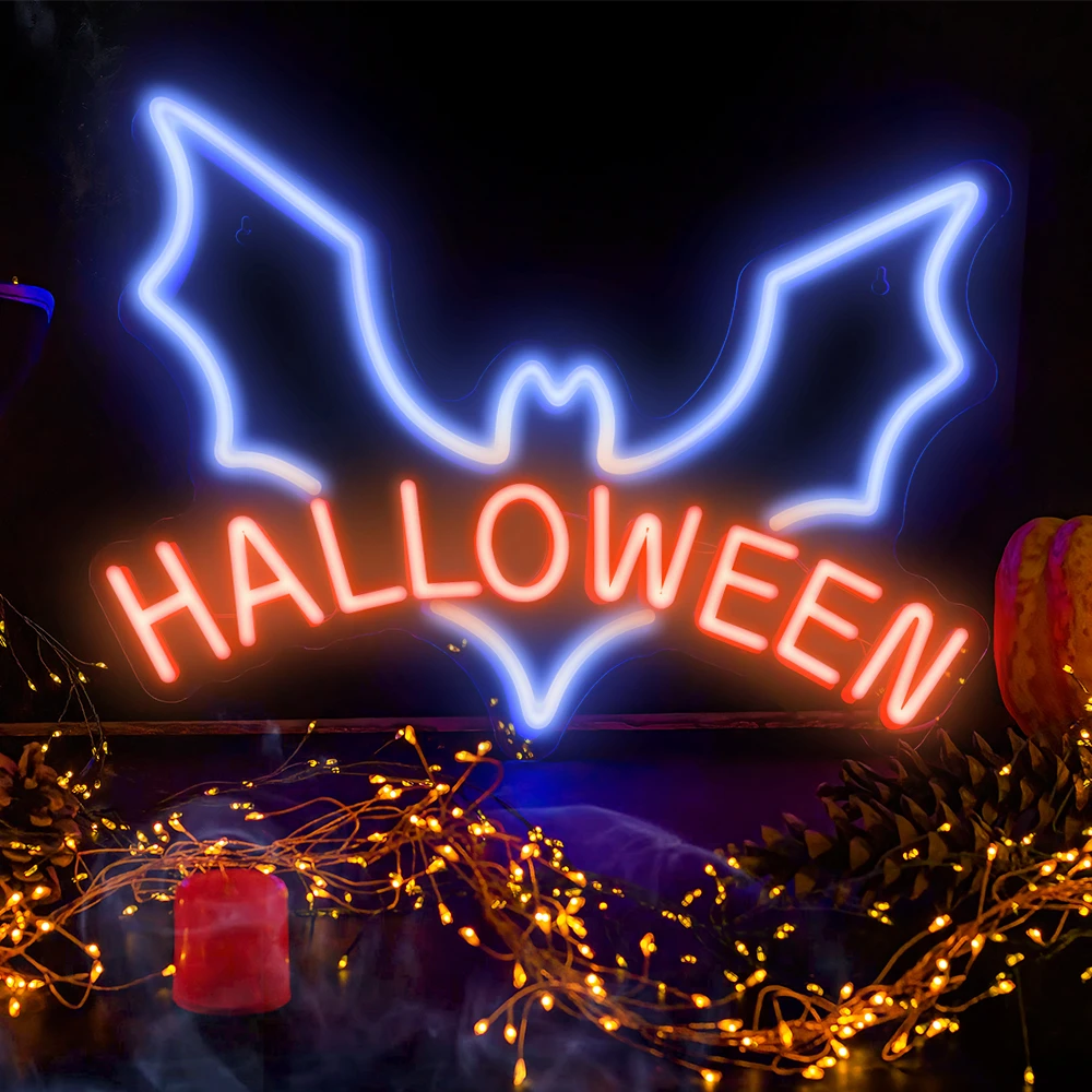 Neon PLEXI LED HALLOWEEN mėlyna raudona NNE17 Neolia