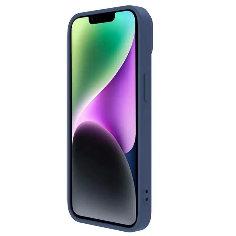 Dėklas Nillkin CamShield Silky Silicone Apple iPhone 15 Plus tamsiai mėlynas
