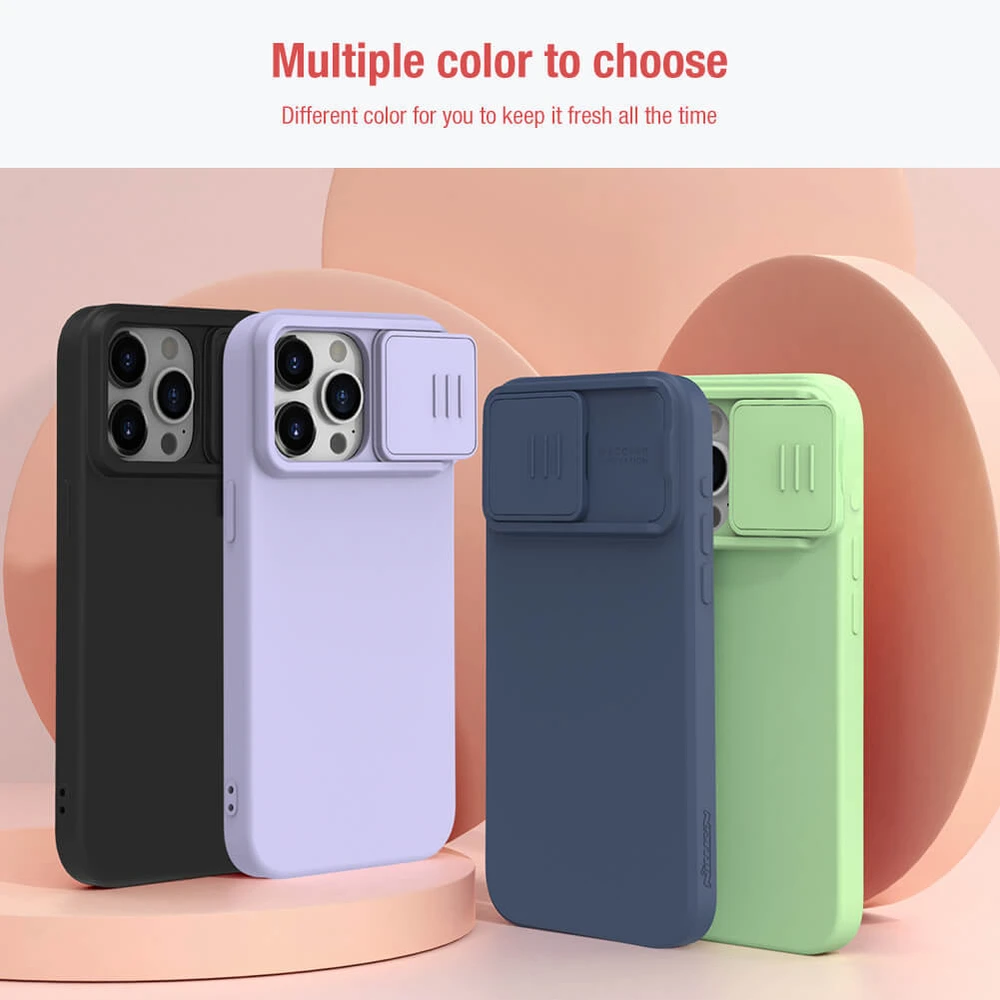 Dėklas Nillkin CamShield Silky Silicone Apple iPhone 15 Plus juodas