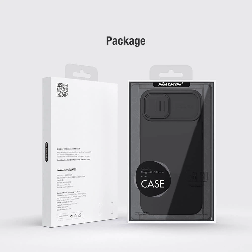 Dėklas Nillkin CamShield Silky Silicone Apple iPhone 15 Plus tamsiai mėlynas