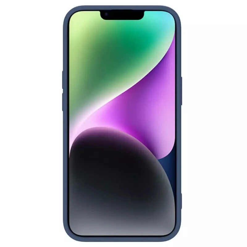 Dėklas Nillkin CamShield Silky Silicone Apple iPhone 15 Plus tamsiai mėlynas