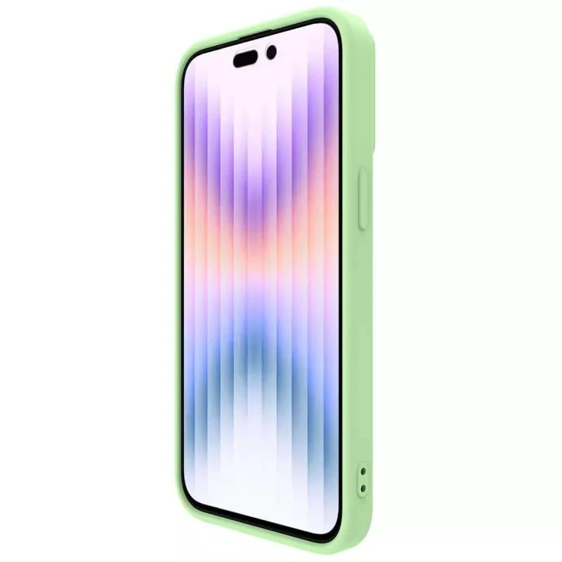 Dėklas Nillkin CamShield Silky Silicone Apple iPhone 15 Pro šviesiai žalias