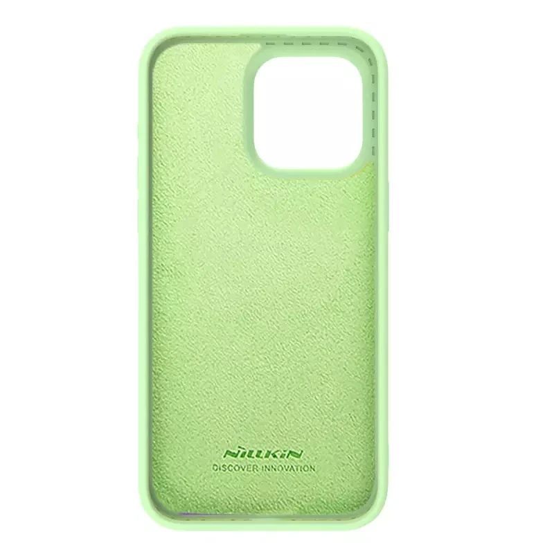 Dėklas Nillkin CamShield Silky Silicone Apple iPhone 15 Pro šviesiai žalias