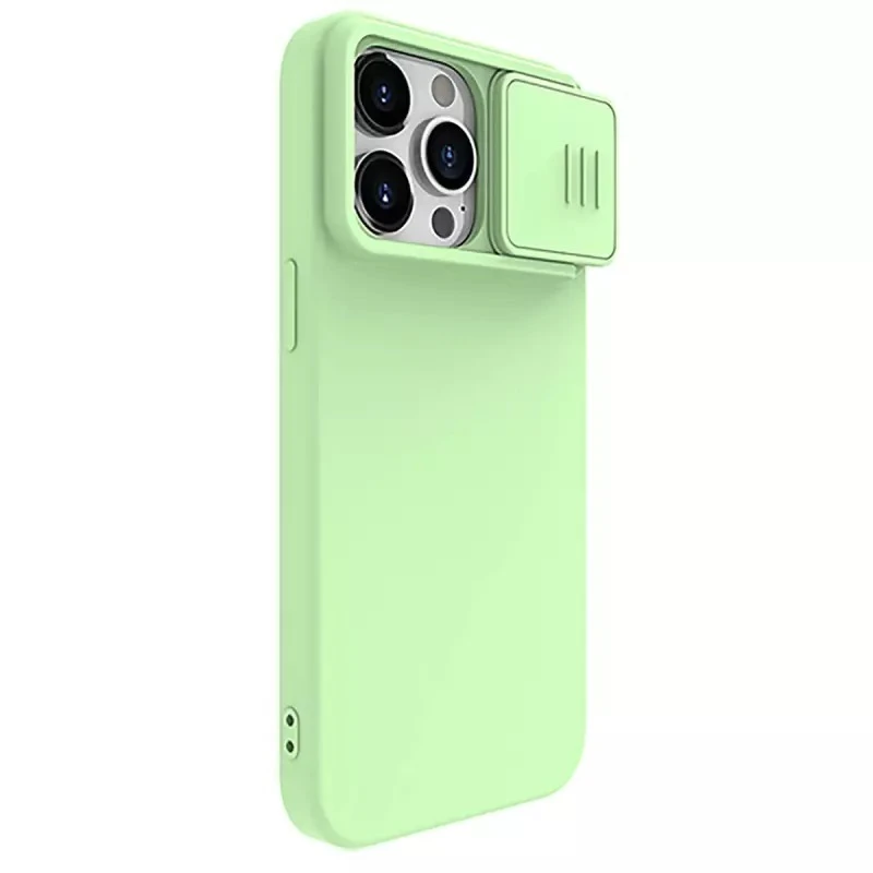 Dėklas Nillkin CamShield Silky Silicone Apple iPhone 15 Pro šviesiai žalias