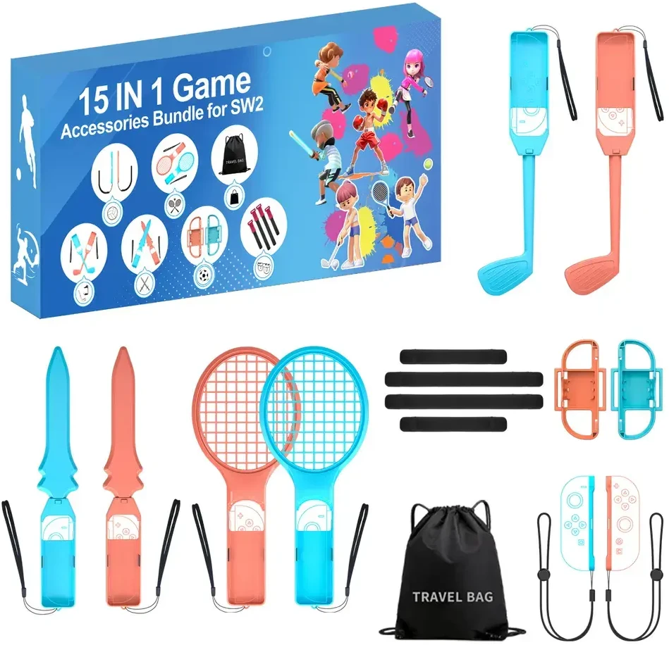 Hurtel Nintendo Switch 15-in-1 Family Priedas Pack 2 - Oranžinis and Mėlyna Set