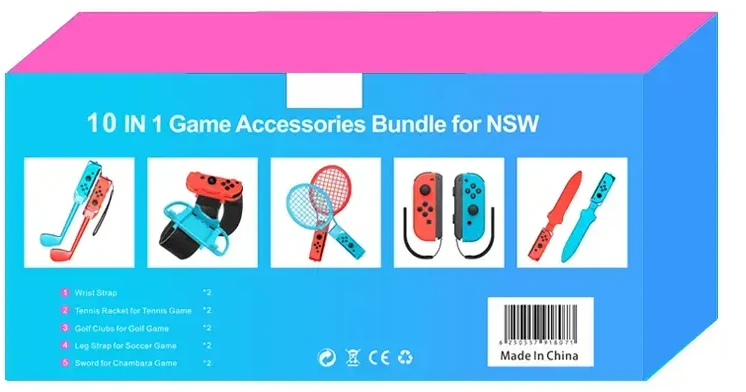 Hurtel Nintendo Switch Sports 10-in-1 Family Priedas Pack - Raudona and Mėlyna