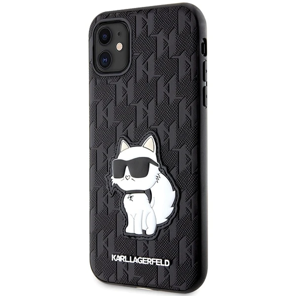 Karl Lagerfeld dėklas, skirtas iPhone 11 / Xr KLHCN61SAKHPCK juodos spalvos Saffiano Monogram Choupette