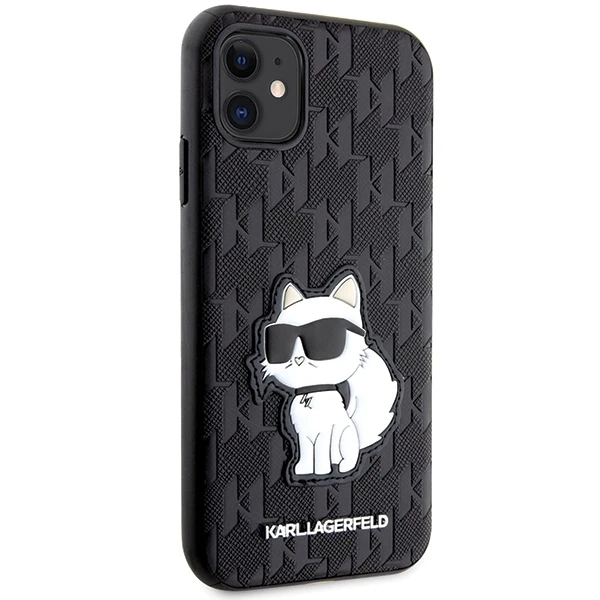 Karl Lagerfeld dėklas, skirtas iPhone 11 / Xr KLHCN61SAKHPCK juodos spalvos Saffiano Monogram Choupette