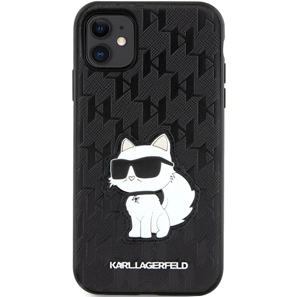 Karl Lagerfeld dėklas, skirtas iPhone 11 / Xr KLHCN61SAKHPCK juodos spalvos Saffiano Monogram Choupette
