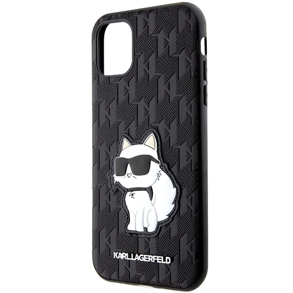 Karl Lagerfeld dėklas, skirtas iPhone 11 / Xr KLHCN61SAKHPCK juodos spalvos Saffiano Monogram Choupette