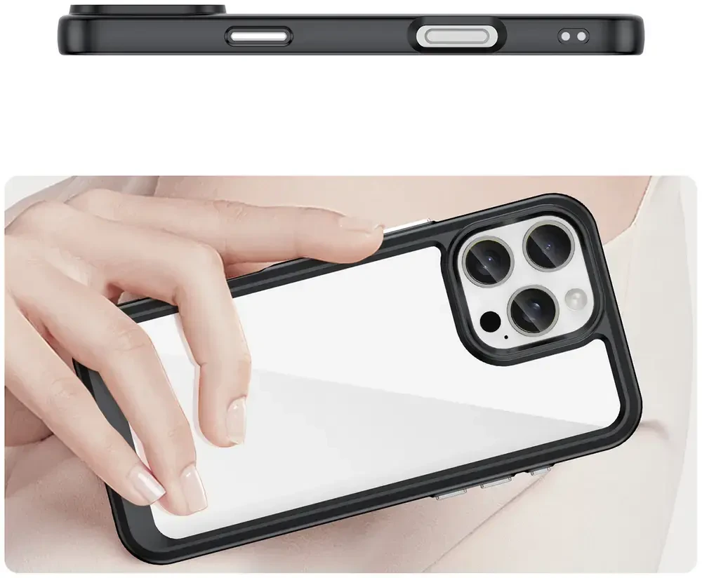 Hurtel Outer Space Gel Frame Apple iPhone 16 Pro Max – dėklas telefonui raudonos spalvos