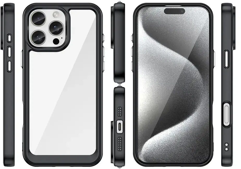 Hurtel Outer Space Gel Frame Apple iPhone 16 Pro – dėklas telefonui juodos spalvos