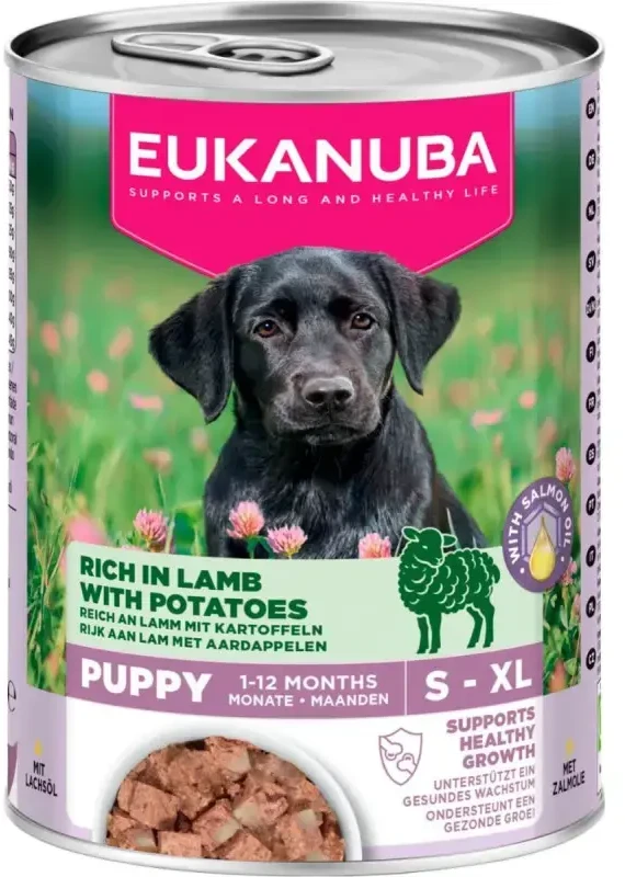 Eukanuba konservuotas pašaras šuniukams su ėriena ir bulvėmis, 400g