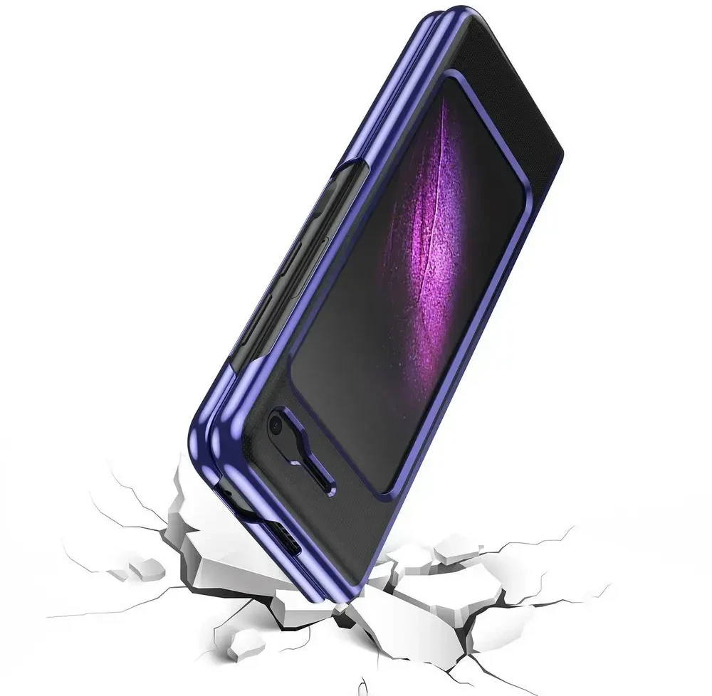 Hurtel Plating Electroplating frame Samsung Galaxy Fold dėklas telefonui mėlynos spalvos