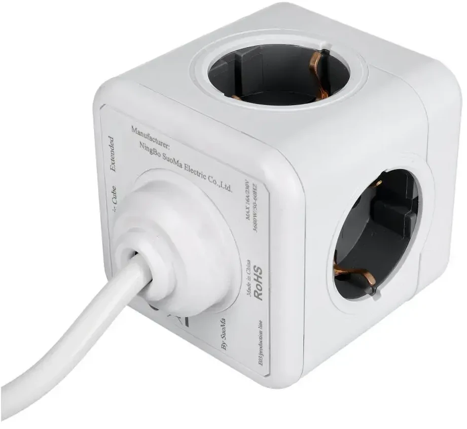 Oem Power strip cube 5 sockets max 3680W with 1,4m power cable E03 baltas