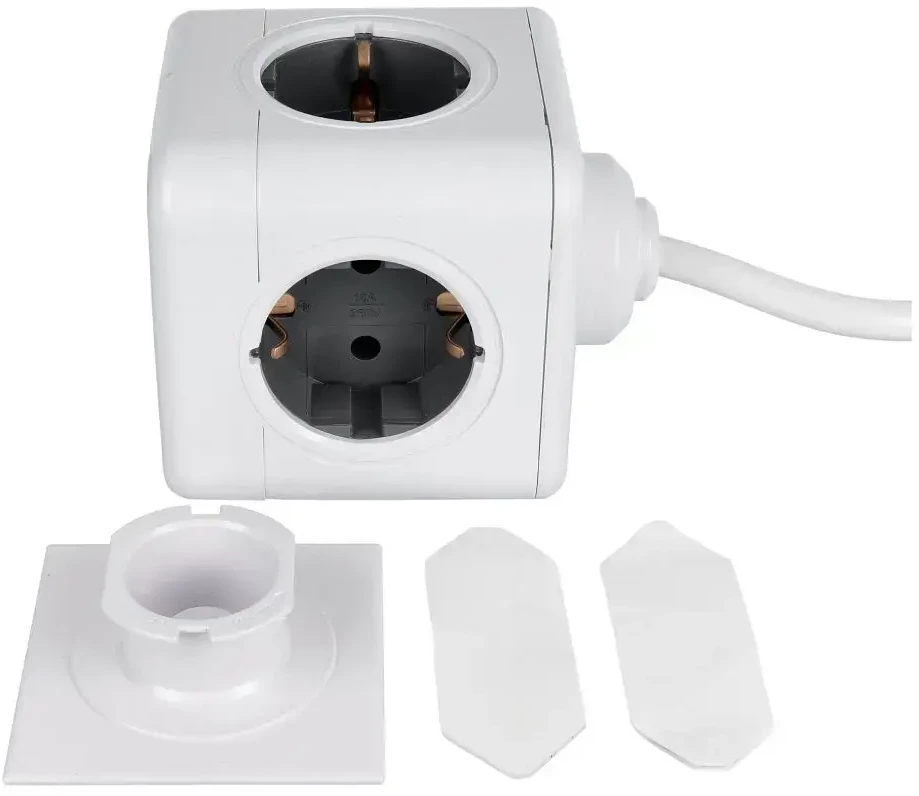 Oem Power strip cube 5 sockets max 3680W with 1,4m power cable E03 baltas