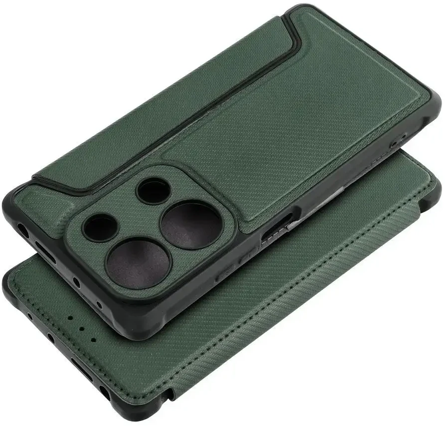 Dėklas Oem RAZOR Book skirtas Xiaomi Redmi Note 13 Pro 4G / POCO M6 Pro 4G dark žalios spalvos