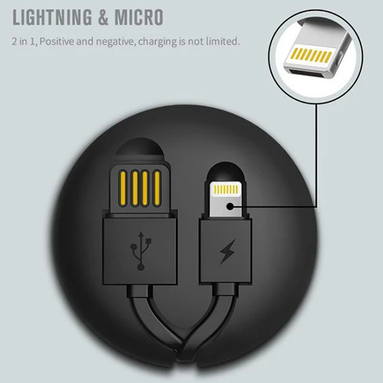 Oem REMAX kabelis Cutebaby RC-99t 2 in 1 – USB į Micro USB, Lightning – juodos spalvos