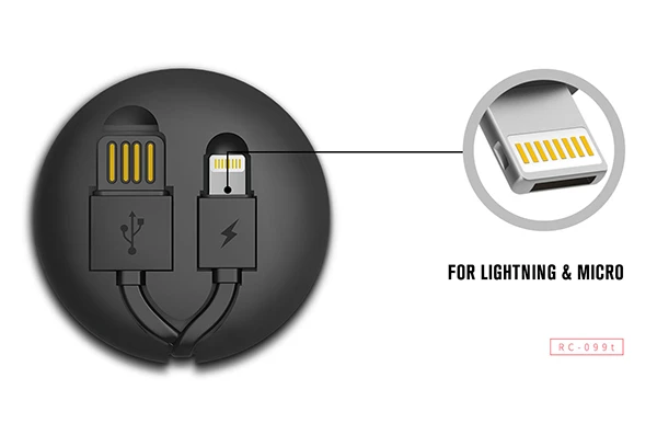 Oem REMAX kabelis Cutebaby RC-99t 2 in 1 – USB į Micro USB, Lightning – baltos spalvos