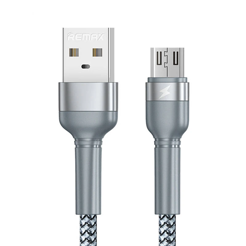 USB Micro Remax Jany Alloy kabelis, 1m, 2.4A (sidabras)