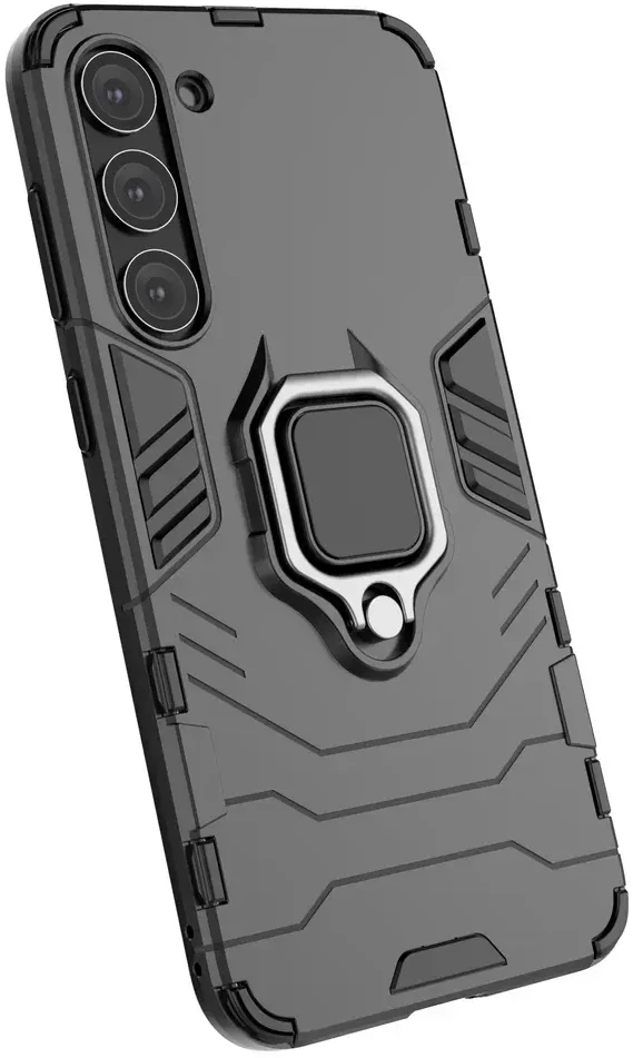Hurtel Ring Armor case Samsung Galaxy S23+ armored cover magnetic holder ring dėklas telefonui juodos spalvos