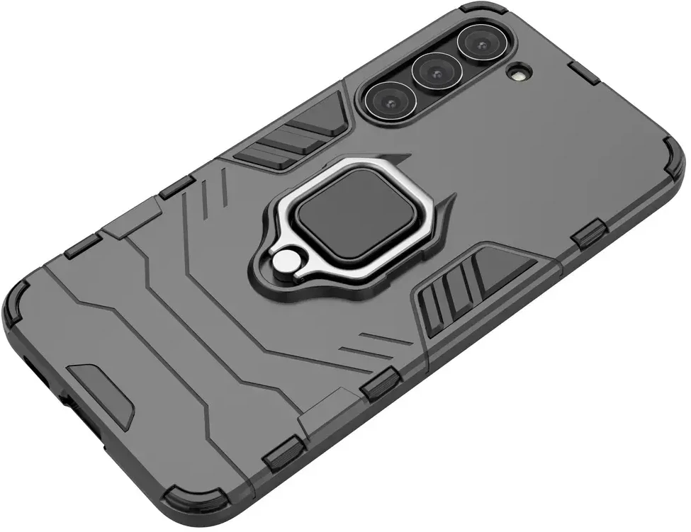 Hurtel Ring Armor case Samsung Galaxy S23+ armored cover magnetic holder ring dėklas telefonui juodos spalvos