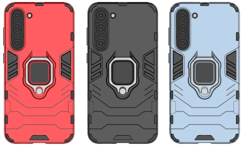 Hurtel Ring Armor case Samsung Galaxy S23+ armored cover magnetic holder ring dėklas telefonui juodos spalvos