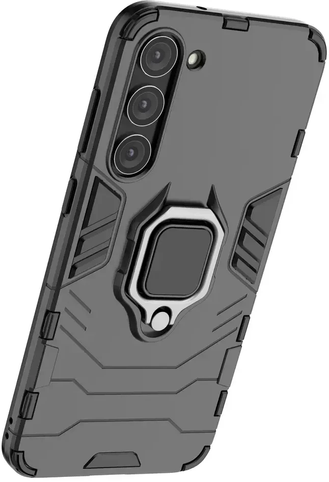 Hurtel Ring Armor case Samsung Galaxy S23+ armored cover magnetic holder ring dėklas telefonui juodos spalvos