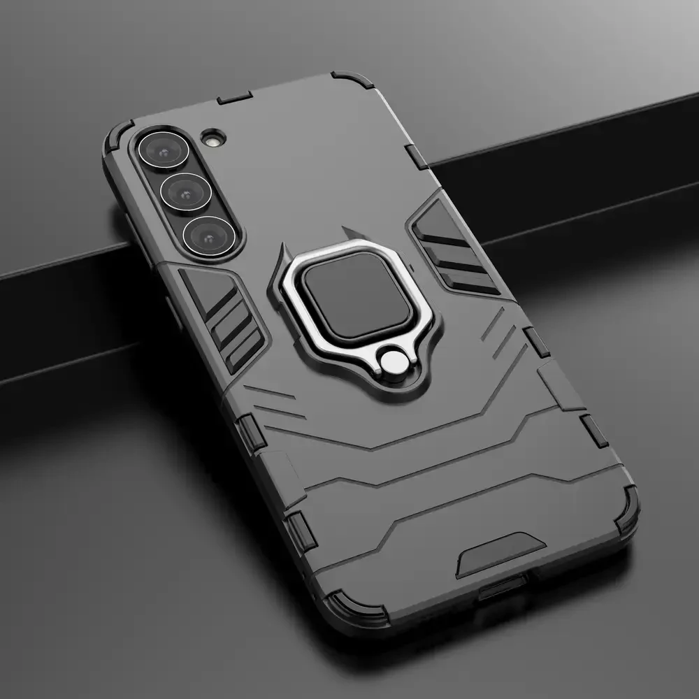 Hurtel Ring Armor case Samsung Galaxy S23+ armored cover magnetic holder ring dėklas telefonui juodos spalvos