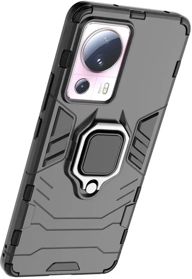 Hurtel Ring Armor Xiaomi 13 Lite armored magnetic holder ring dėklas telefonui juodos spalvos