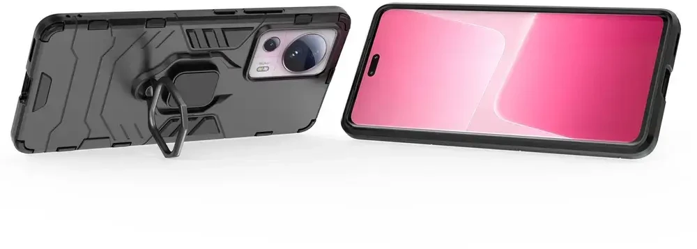 Hurtel Ring Armor Xiaomi 13 Lite armored magnetic holder ring dėklas telefonui juodos spalvos