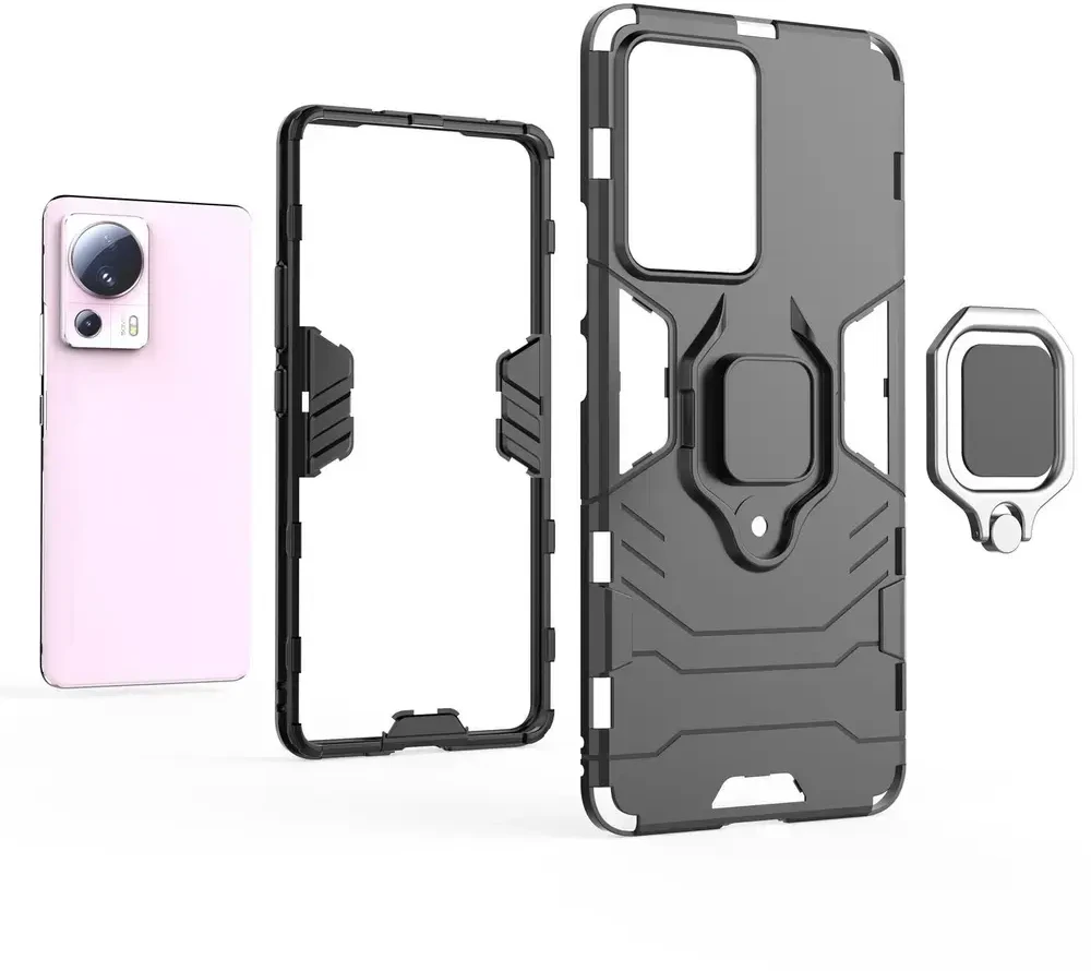 Hurtel Ring Armor Xiaomi 13 Lite armored magnetic holder ring dėklas telefonui juodos spalvos