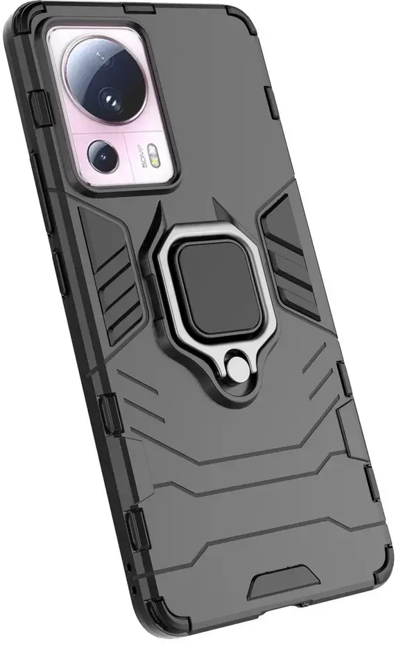 Hurtel Ring Armor Xiaomi 13 Lite armored magnetic holder ring dėklas telefonui juodos spalvos