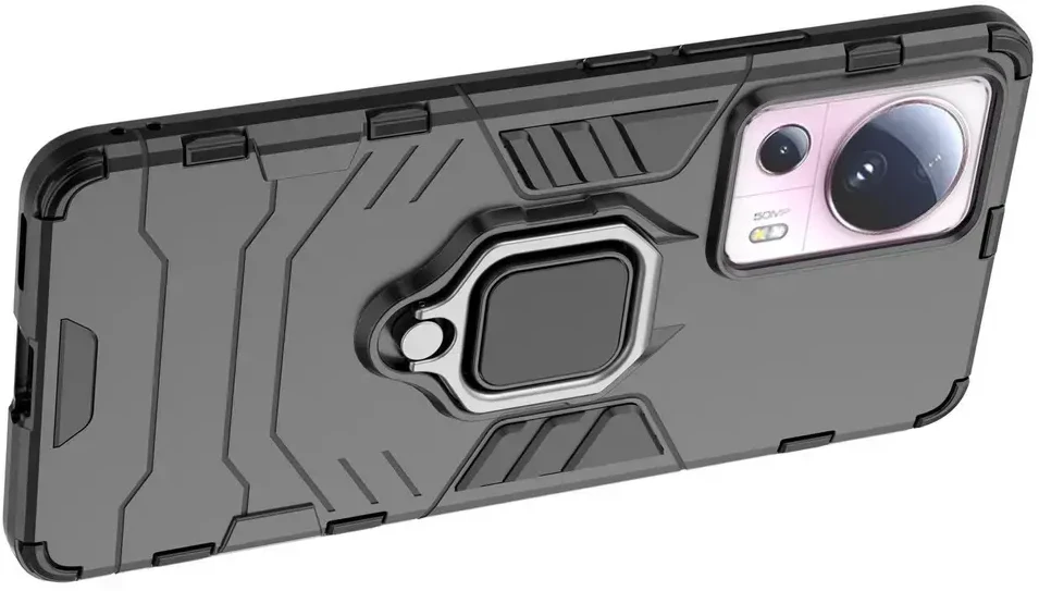 Hurtel Ring Armor Xiaomi 13 Lite armored magnetic holder ring dėklas telefonui juodos spalvos