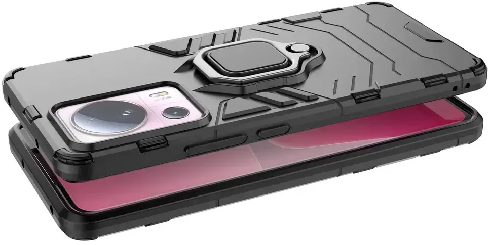 Hurtel Ring Armor Xiaomi 13 Lite armored magnetic holder ring dėklas telefonui juodos spalvos