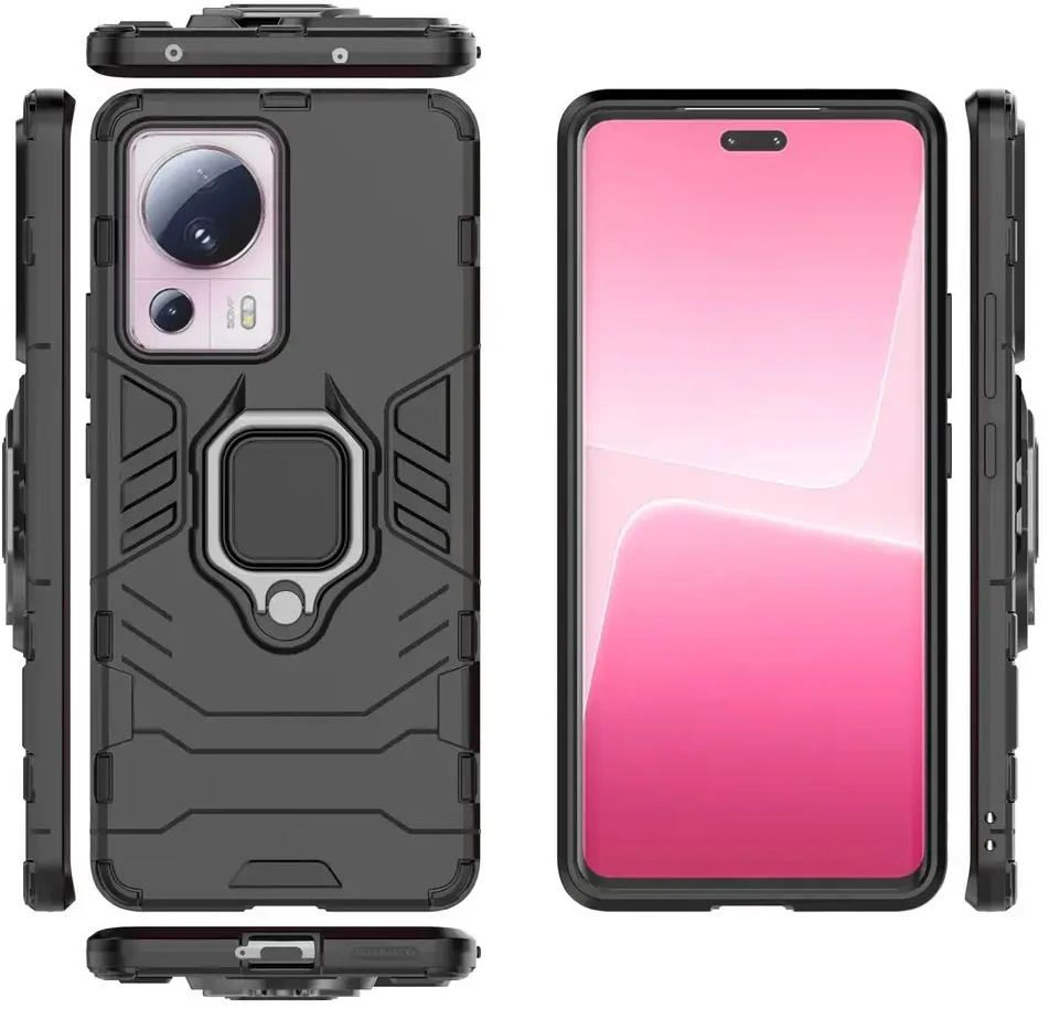 Hurtel Ring Armor Xiaomi 13 Lite armored magnetic holder ring dėklas telefonui juodos spalvos