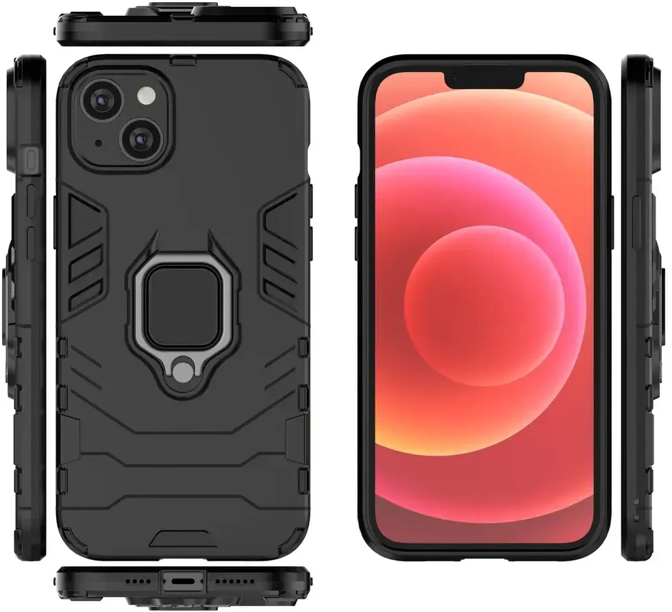 Hurtel Ring Armor dėklas telefonui Apple iPhone 14 Pro Max armored magnetic holder ring juodos spalvos