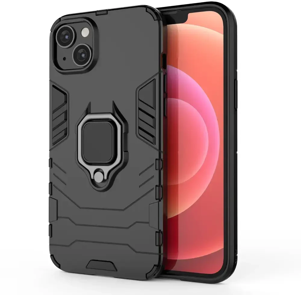 Hurtel Ring Armor dėklas telefonui Apple iPhone 14 armored magnetic holder ring juodos spalvos