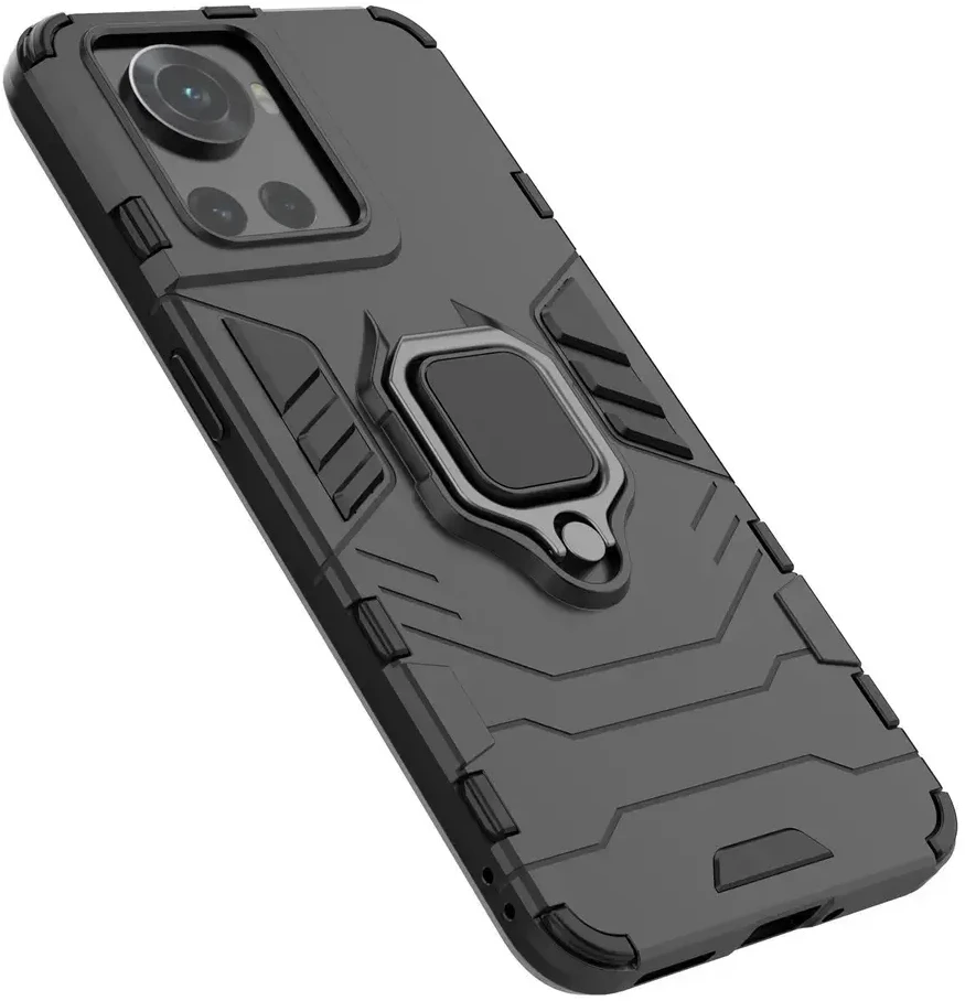 Hurtel Ring Armor hibridinis dėklas + magnetinis laikiklis skirtas OnePlus Ace, juodas