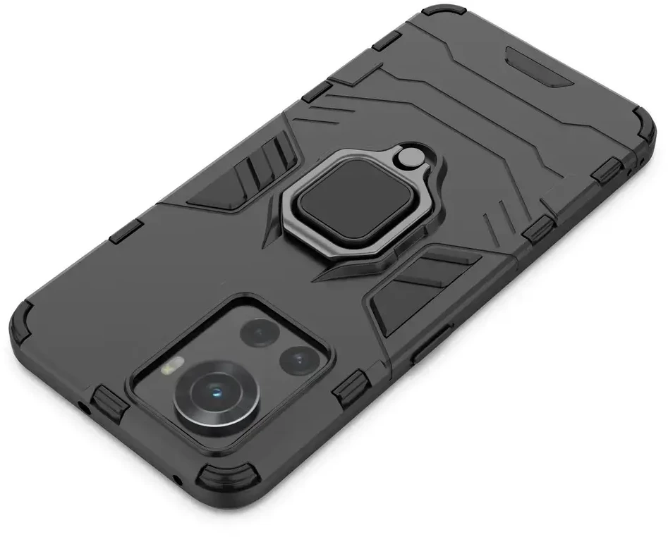 Hurtel Ring Armor hibridinis dėklas + magnetinis laikiklis skirtas OnePlus Ace, juodas