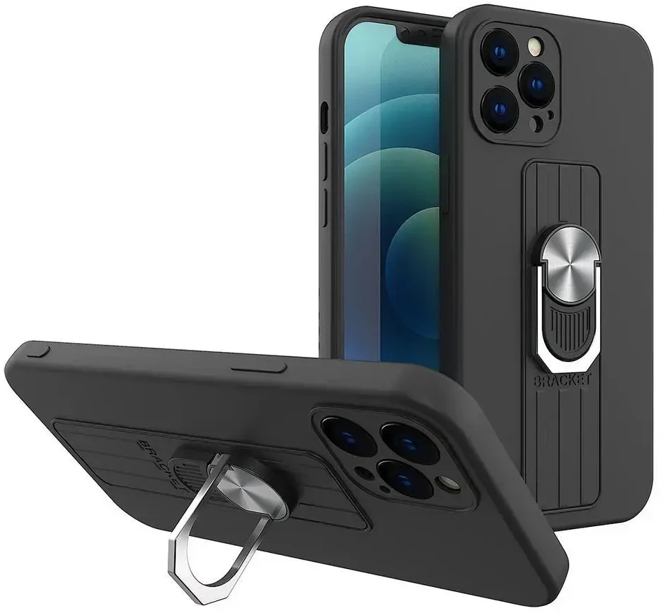 Hurtel Ring silikoninis dėklas skirtas Xiaomi Redmi 10, juodas