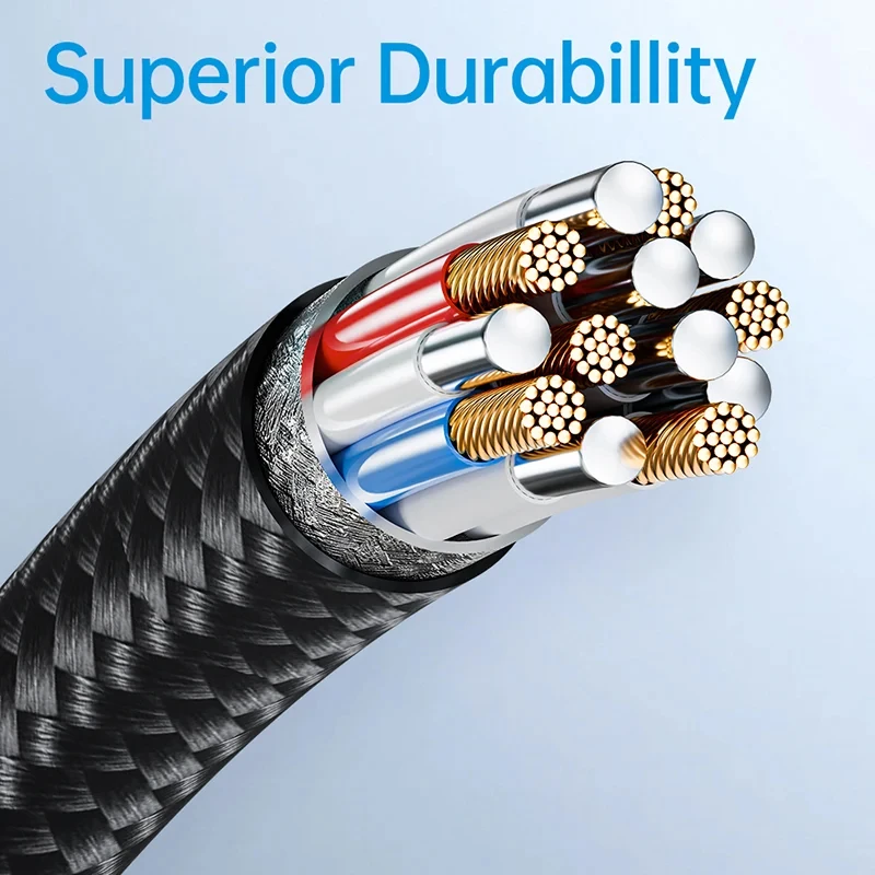 Oem „Rock Cable Deep Indigo“ serijos pintas kabelis – C tipo į C tipo jungiklį – PD 60W, 2 metrai, juodos spalvos