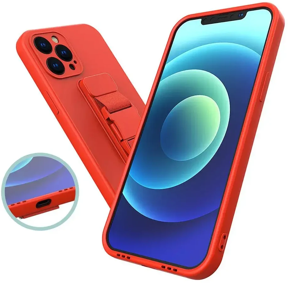 Hurtel Rope dėklas su dirželiu skirtas iPhone 12, šviesiai mėlynas