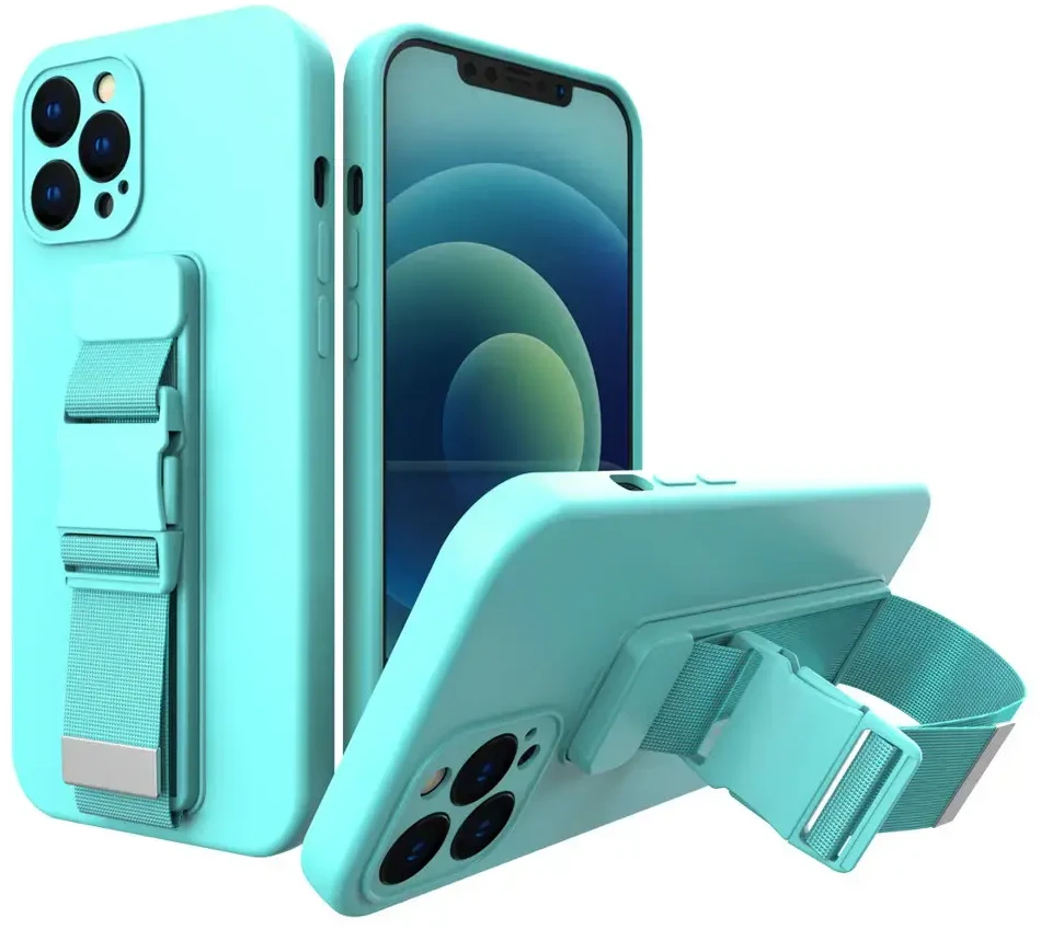Hurtel Rope dėklas su dirželiu skirtas iPhone 13 Pro, mėlynas