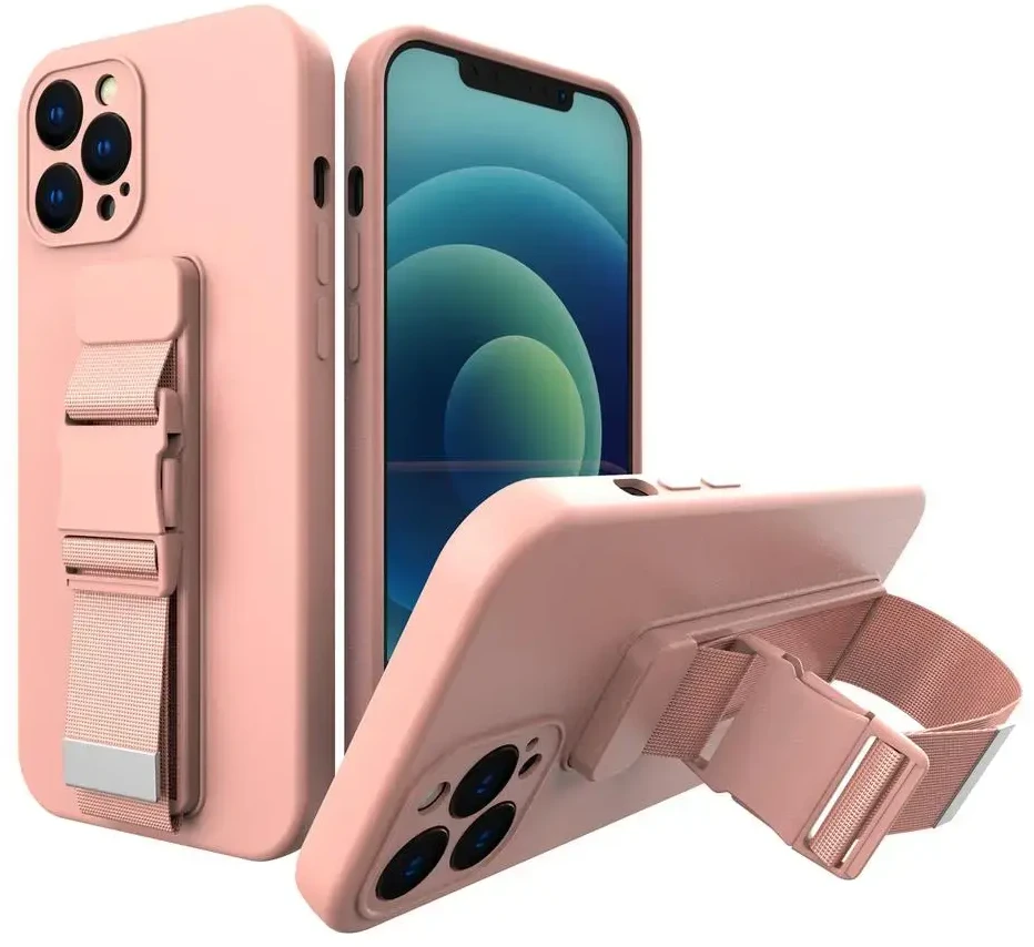 Hurtel Rope dėklas su dirželiu skirtas iPhone XS Max, rožinis