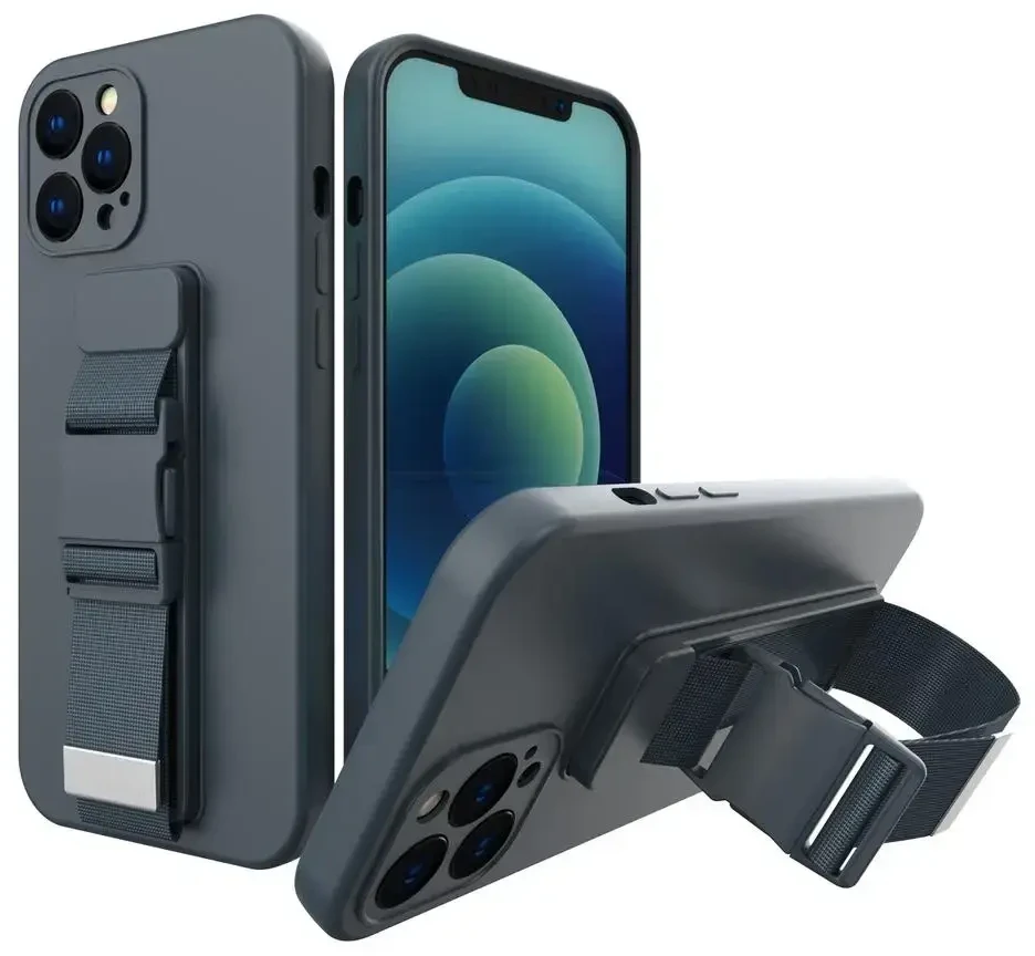 Hurtel Rope dėklas su dirželiu skirtas Samsung Galaxy A22 4G, tamsiai mėlynas